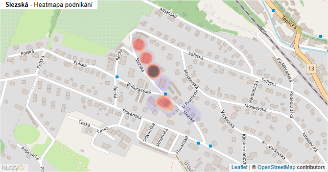 Slezská - mapa podnikání