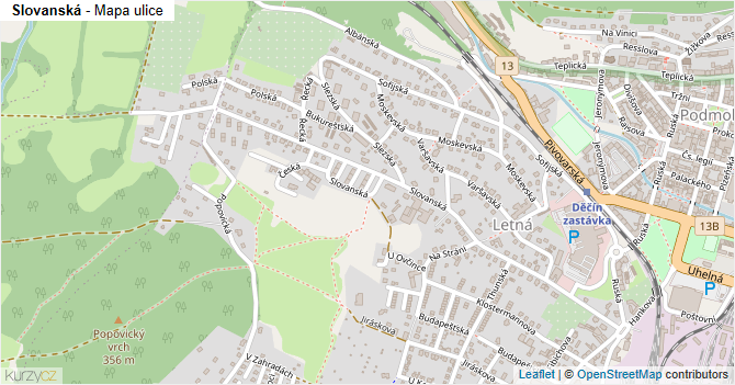Slovanská - mapa ulice