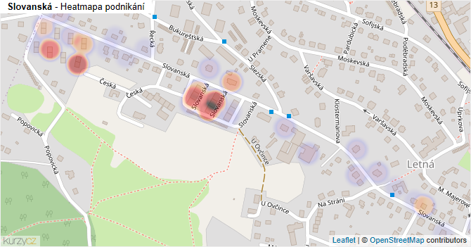 Slovanská - mapa podnikání