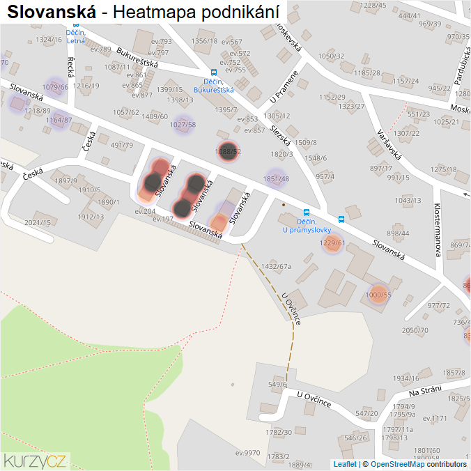 Mapa Slovanská - Firmy v ulici.