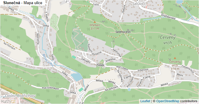 Slunečná - mapa ulice