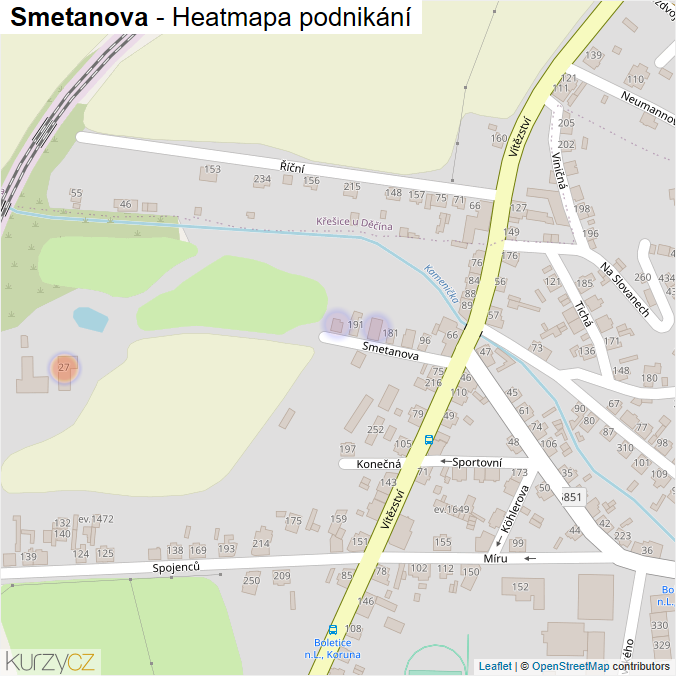 Mapa Smetanova - Firmy v ulici.