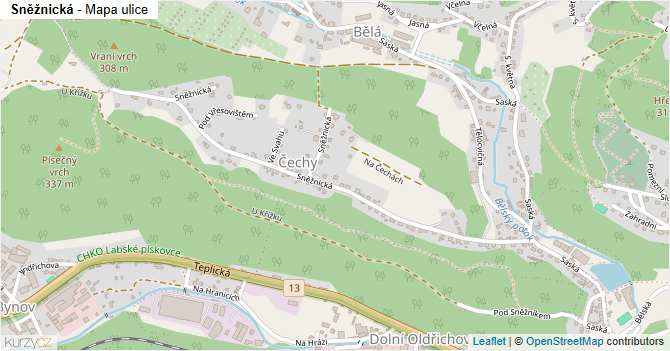 Sněžnická - mapa ulice