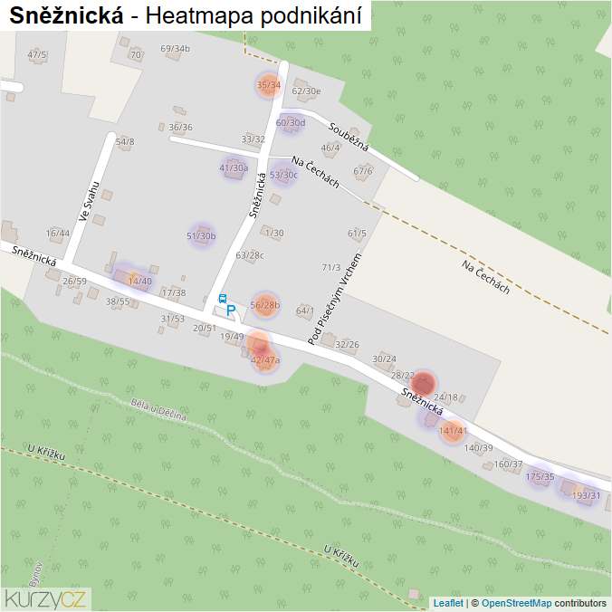 Mapa Sněžnická - Firmy v ulici.