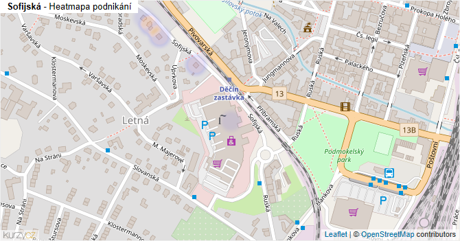 Sofijská - mapa podnikání