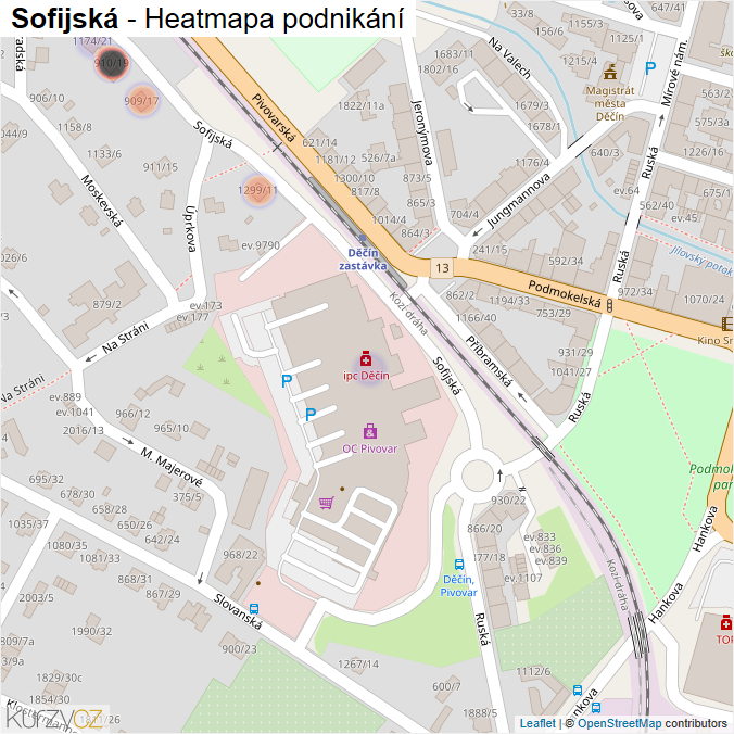 Mapa Sofijská - Firmy v ulici.