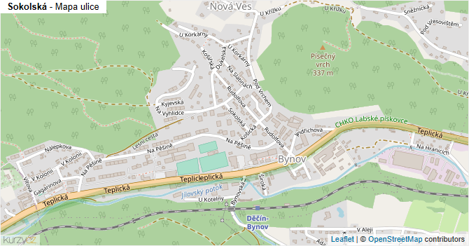 Sokolská - mapa ulice