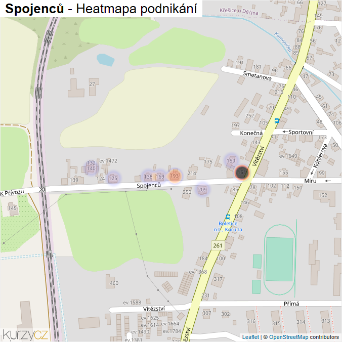 Mapa Spojenců - Firmy v ulici.