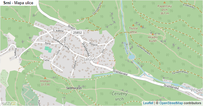 Srní - mapa ulice