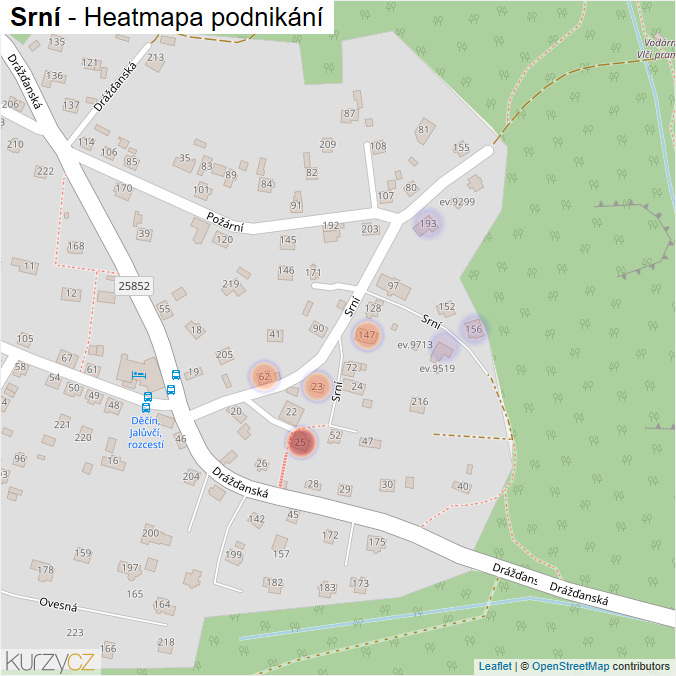 Mapa Srní - Firmy v ulici.
