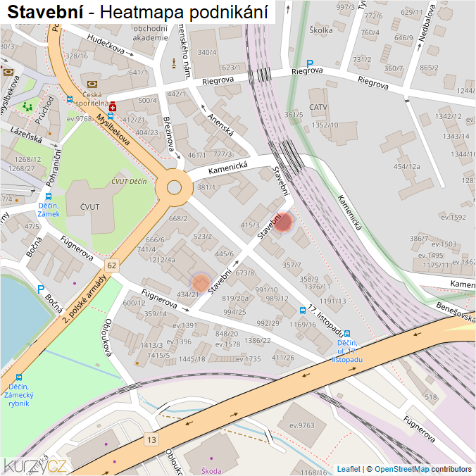 Mapa Stavební - Firmy v ulici.