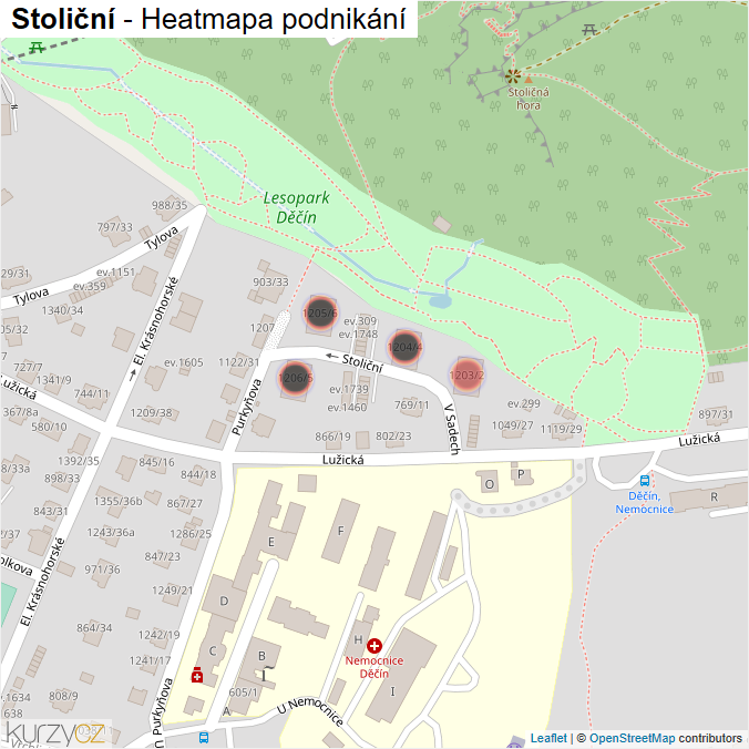 Mapa Stoliční - Firmy v ulici.
