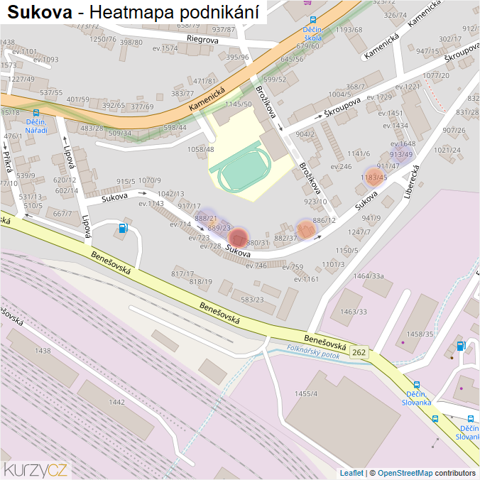 Mapa Sukova - Firmy v ulici.