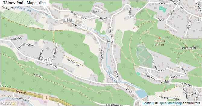 Tělocvičná - mapa ulice