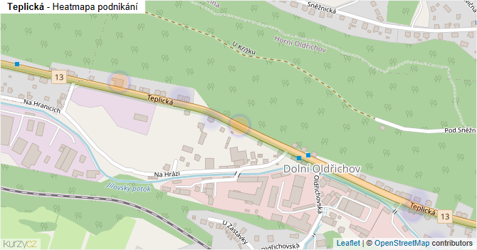 Teplická - mapa podnikání