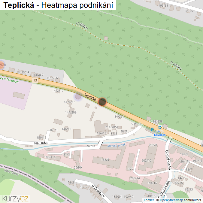 Mapa Teplická - Firmy v ulici.
