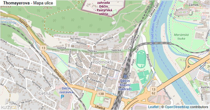 Thomayerova - mapa ulice