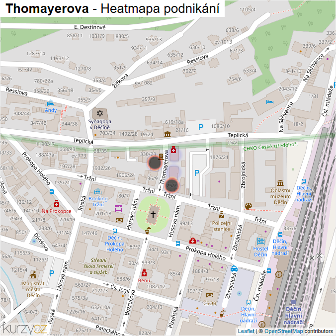 Mapa Thomayerova - Firmy v ulici.