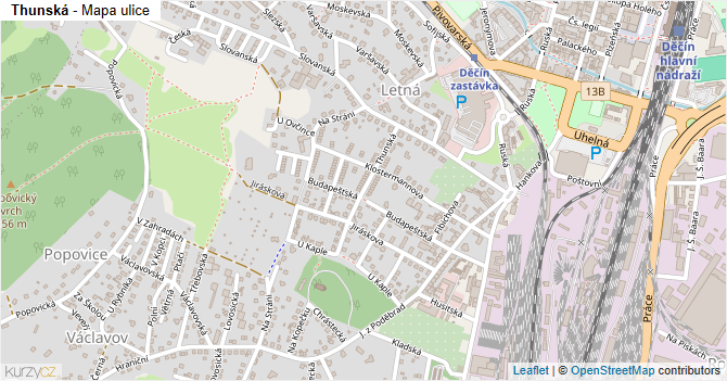 Thunská - mapa ulice