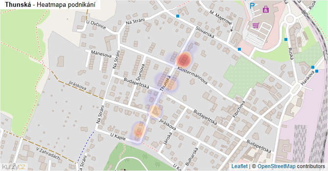 Thunská - mapa podnikání
