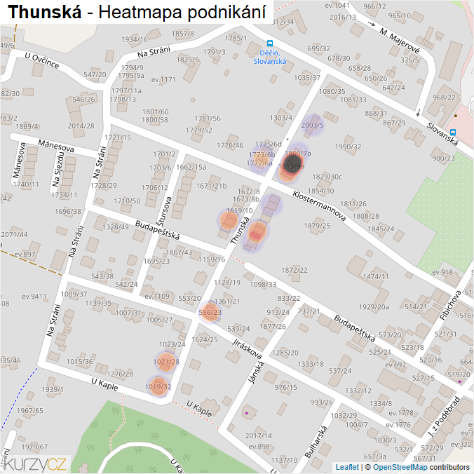 Mapa Thunská - Firmy v ulici.