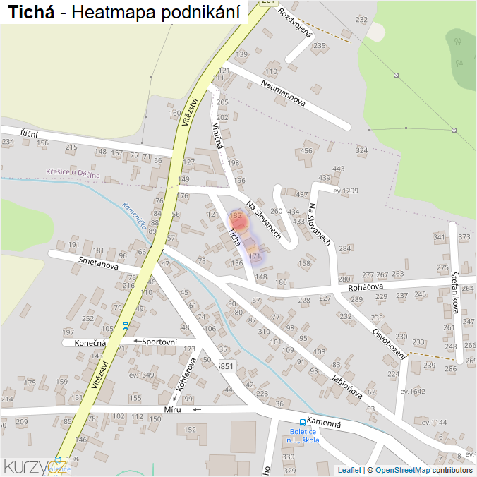 Mapa Tichá - Firmy v ulici.