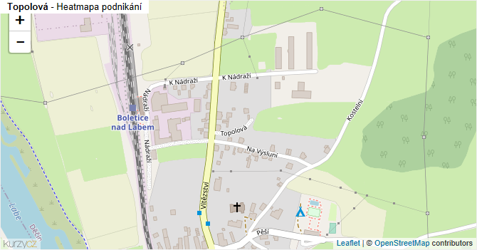 Topolová - mapa podnikání