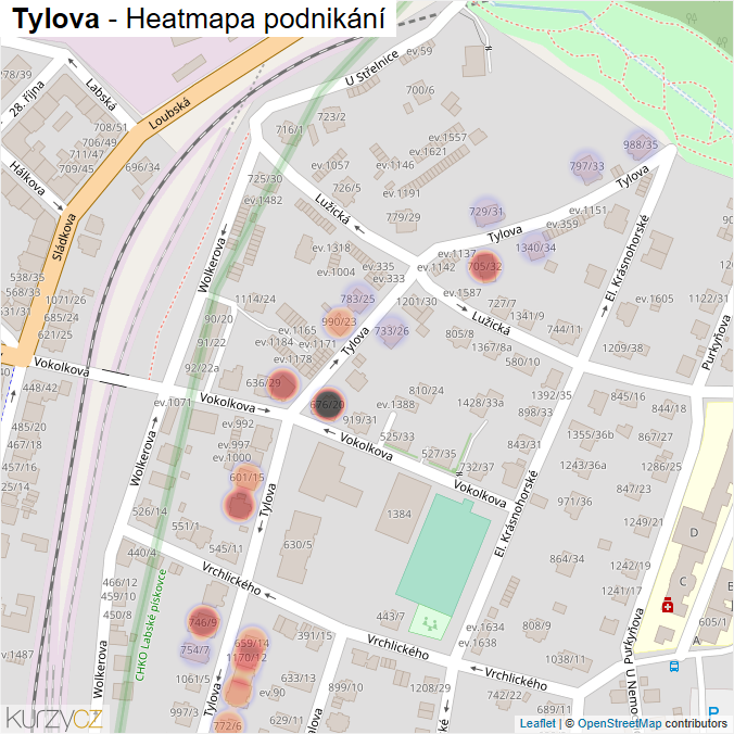 Mapa Tylova - Firmy v ulici.
