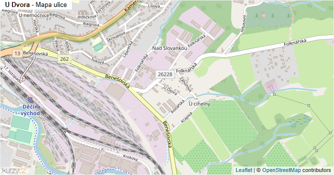 U Dvora - mapa ulice