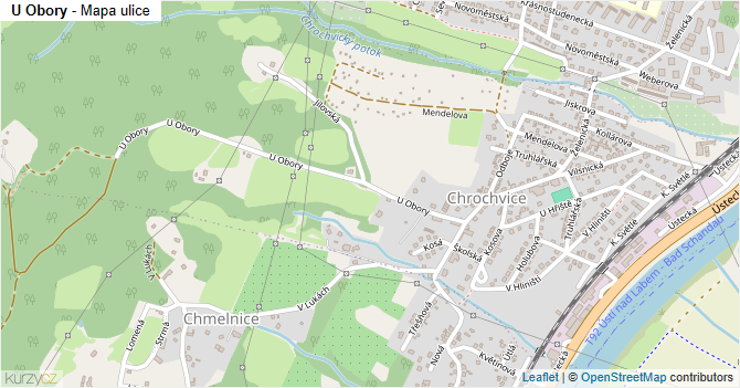 U Obory - mapa ulice