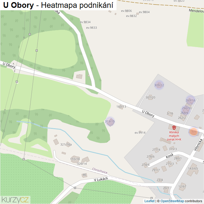 Mapa U Obory - Firmy v ulici.