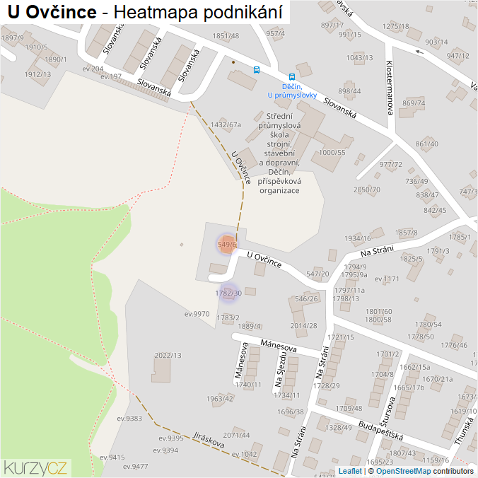 Mapa U Ovčince - Firmy v ulici.