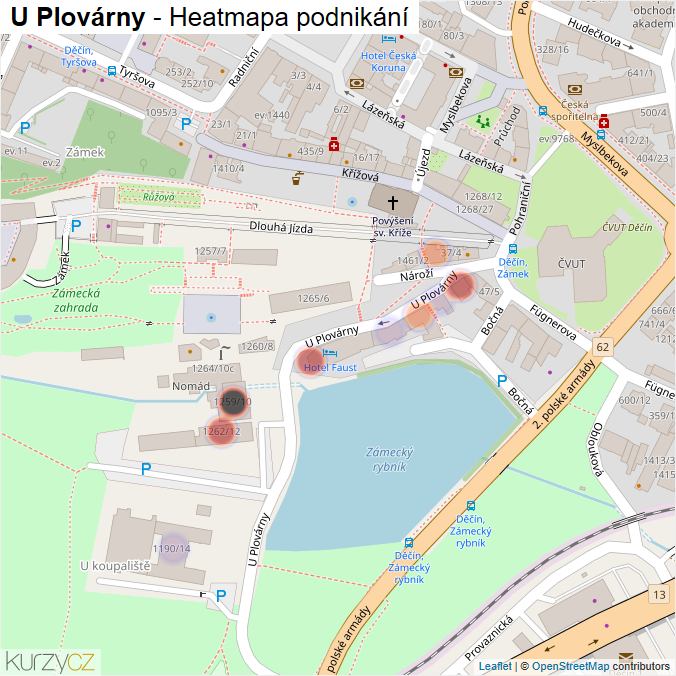 Mapa U Plovárny - Firmy v ulici.