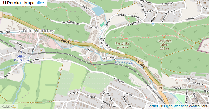 U Potoka - mapa ulice