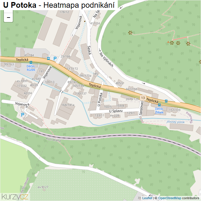 Mapa U Potoka - Firmy v ulici.