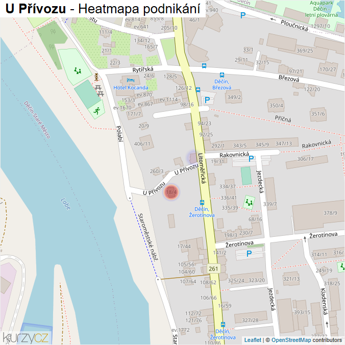 Mapa U Přívozu - Firmy v ulici.