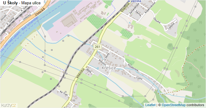 U Školy - mapa ulice
