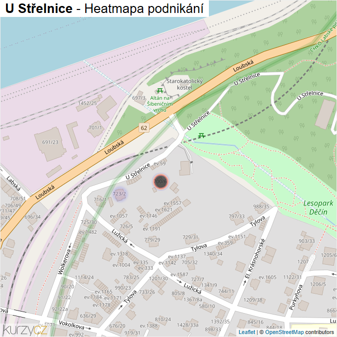 Mapa U Střelnice - Firmy v ulici.