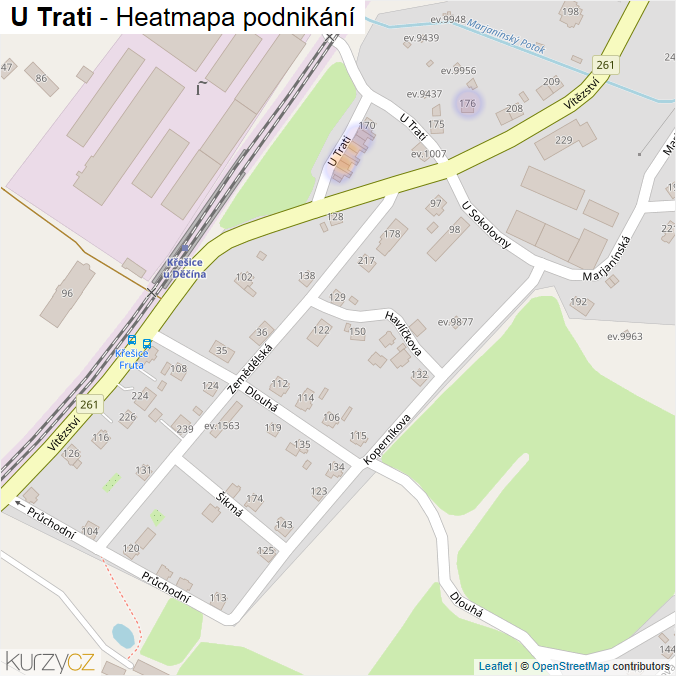Mapa U Trati - Firmy v ulici.