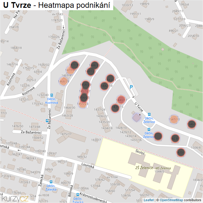 Mapa U Tvrze - Firmy v ulici.