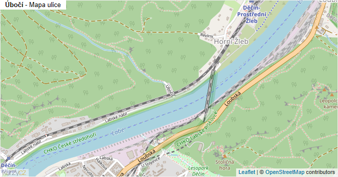 Úbočí - mapa ulice
