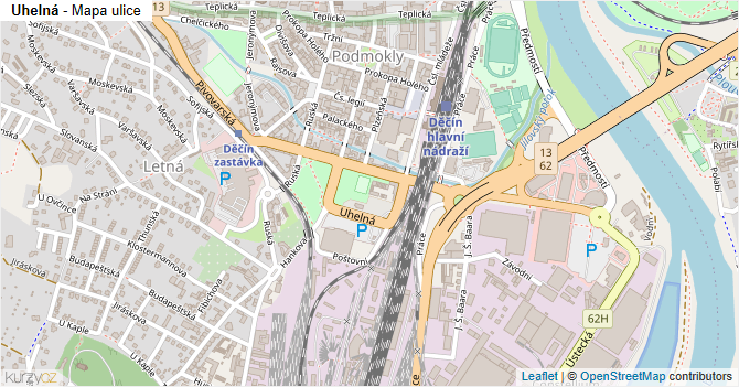 Uhelná - mapa ulice