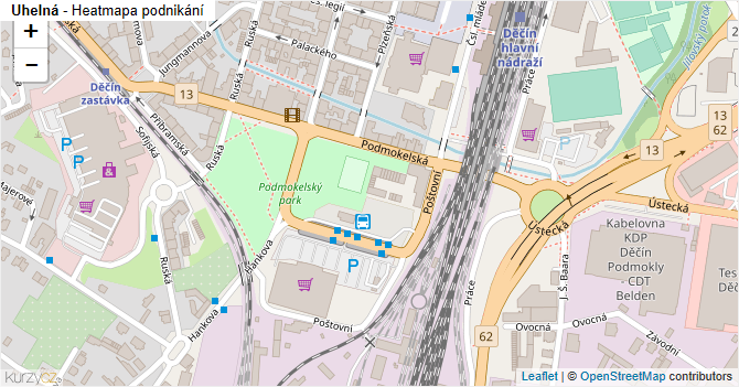 Uhelná - mapa podnikání