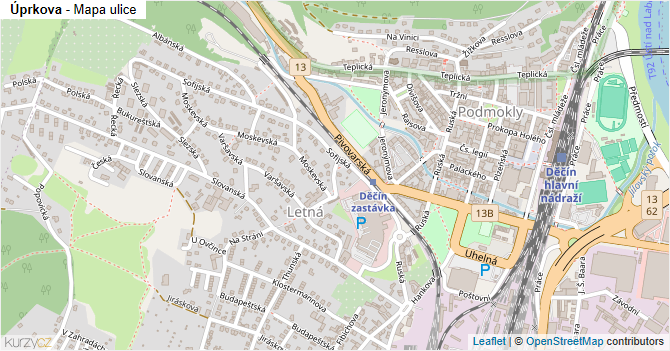 Úprkova - mapa ulice