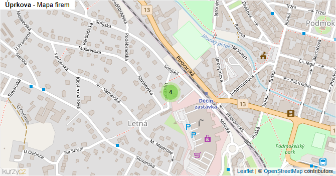 Úprkova - mapa firem