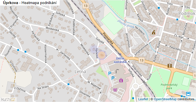 Úprkova - mapa podnikání
