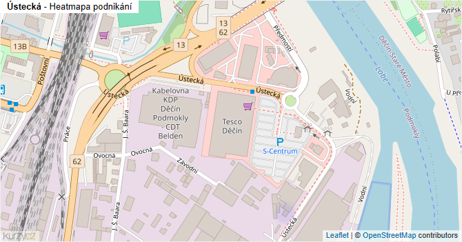 Ústecká - mapa podnikání