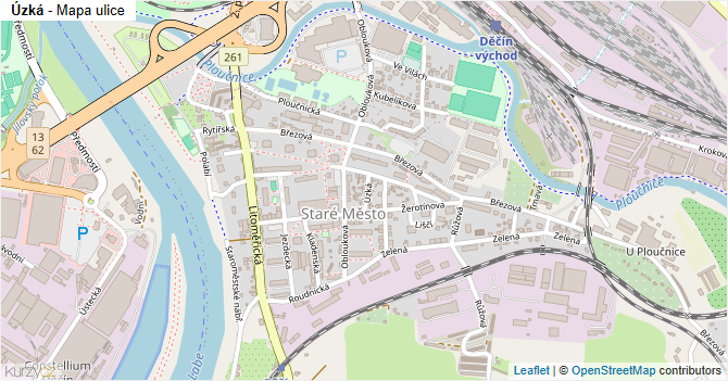 Úzká - mapa ulice