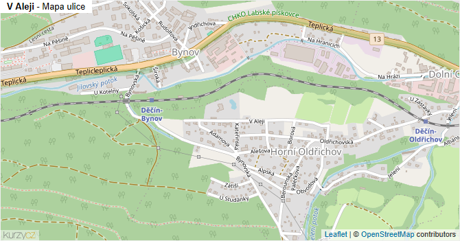 V Aleji - mapa ulice