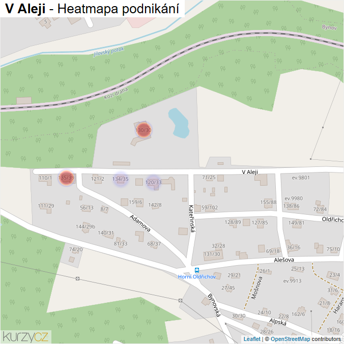 Mapa V Aleji - Firmy v ulici.